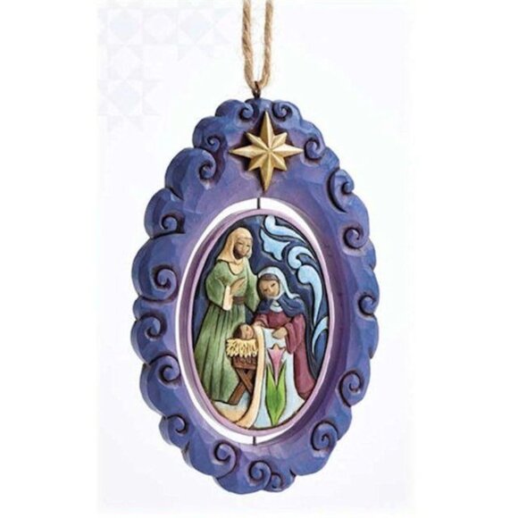 Enesco Jim Shore Holy Family Christmas Rotating Ornament 4055358 New - Picture 2 of 3